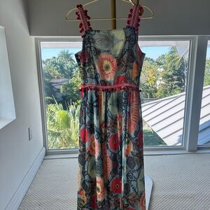 Floral Maxi Dress with Red Accents